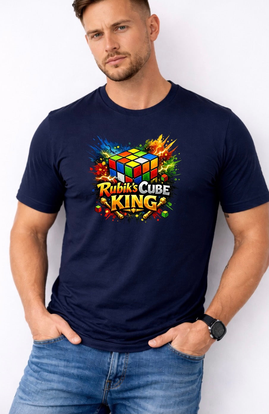 Rubik’s Cube King Graphic T-Shirt – Puzzle Lover Unisex Tee | Colorful Cube Gamer Shirt