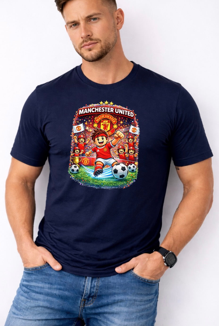 Manchester United Football Fan Graphic T-Shirt – Cartoon Soccer Supporter Unisex Tee - Match Day Shirt