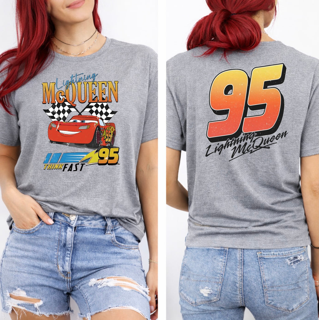 Racing Car 95 Front & Back Graphic T-Shirt – Vintage Speed Champion Tee