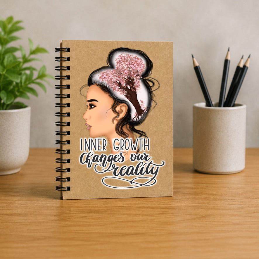 Inner Growth Changes Our Reality Notebook | Inspirational Journal | Mental Wellness Notebook | Self-Care Journal | Mindfulness Gift | Spiral Notebook