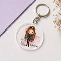 Personalised Nail Tech Girl Keyring | Custom Name Keyring | Bag Tag Gift
