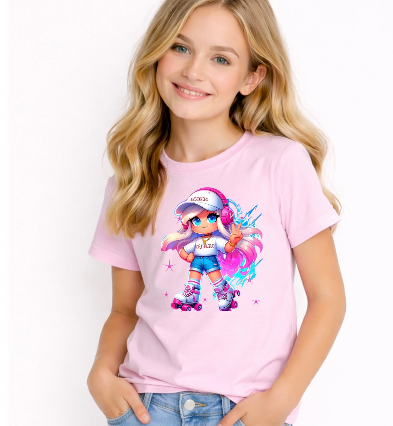 Kids Gamer Girl T-Shirt – Cute Skater Avatar Graphic Tee | Gaming Inspired Youth Shirt