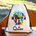 Personalised Buzz Lightyear Drawstring Gym Bag | Custom Name PE Bag | Kids School Sports Bag | Nursery Drawstring Bag | Swimming Bag | Gift for Boys & Girls