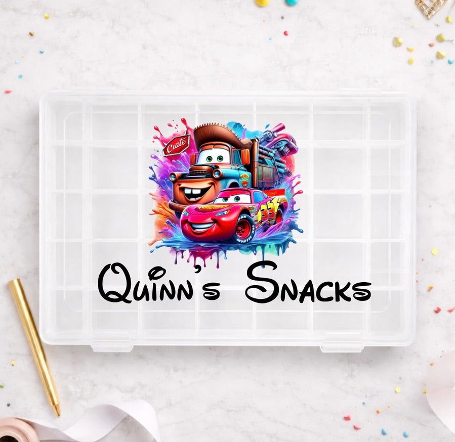 Personalised Cars Disney Snack Box, Disney-Themed Snack Boxes, Travel Day Snack Box