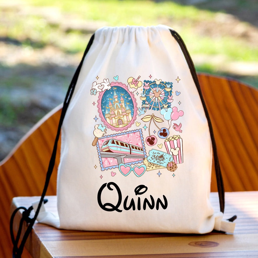 Personalised Disney Magical Things Drawstring Gym Bag | Custom Name PE Bag | Kids School Sports Bag | Nursery Drawstring Bag | Swimming Bag | Gift for Boys & Girls