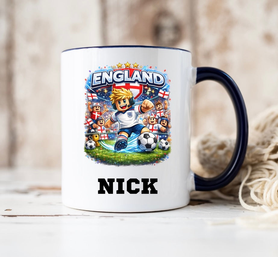 Personalised England Coffee Mug – Custom Name Ceramic Cup
