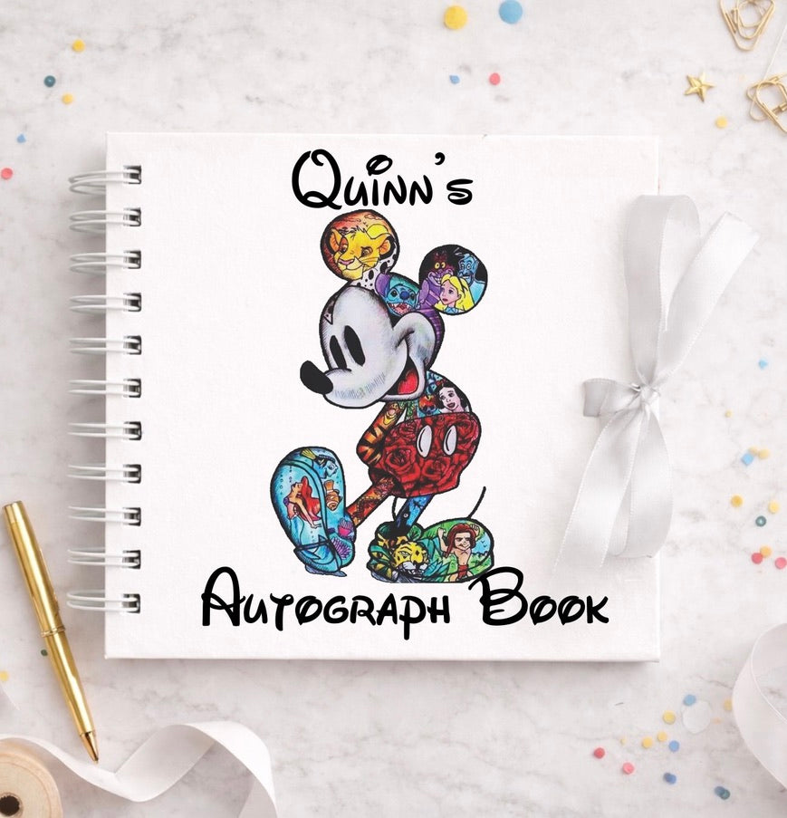 Personalised Mickey Mouse Disney Autograph Book, Personalised Disney World Trip, Gift For Disney Trip, Disney World Autograph Book