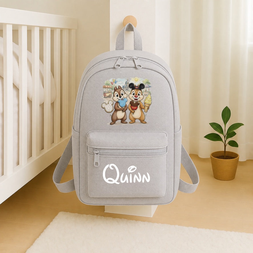 Personalised Chip & Dale Backpack – Custom Name School Bag | Kids Nursery Backpack | Personalised Children's Rucksack | Travel Bag | Gift for Boys & Girls