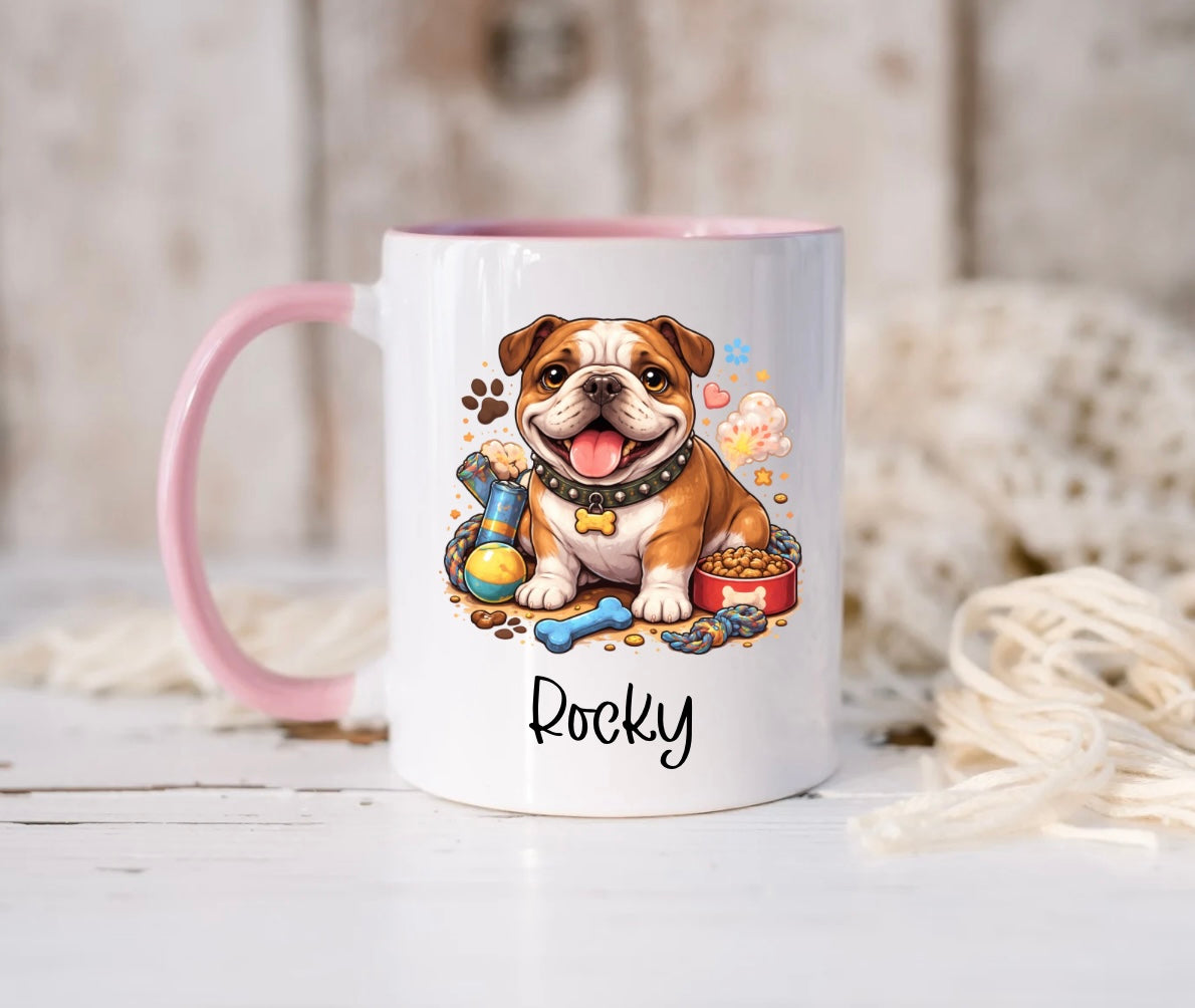Personalised English Bulldog Mug – Custom Name Coffee Cup