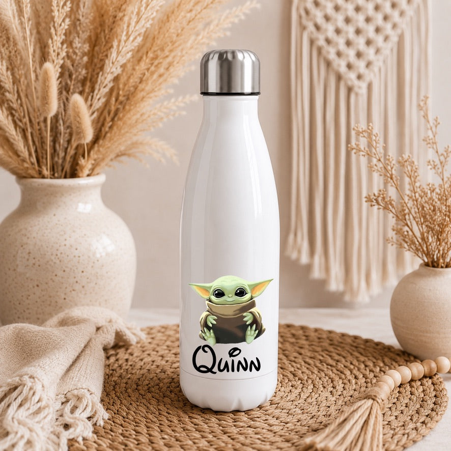 Personalised Baby Yoda Water Bottle | Custom Drinks Bottle | Name Water Bottle | Reusable Bottle | School Water Bottle | Gym Bottle | Gift for Kids & Adults