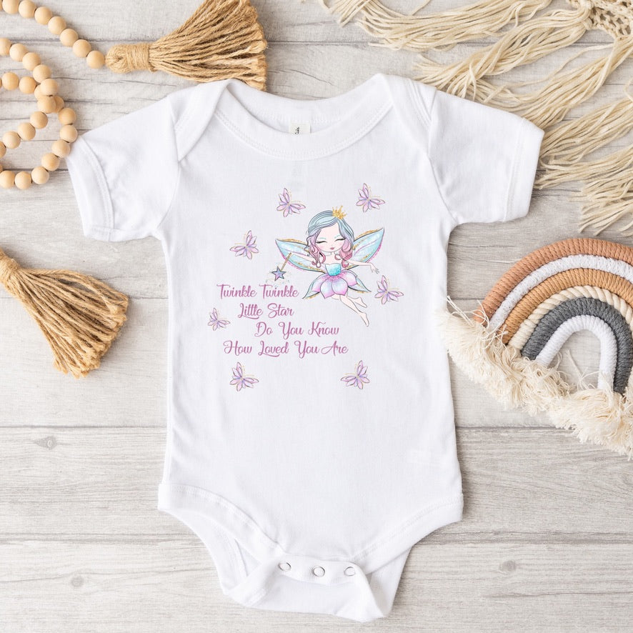 Twinkle Twinkle Little Star Baby Bodysuit | Fairy Baby Grow | Baby Girl Bodysuit | New Baby Gift | Baby Shower Gift | Cute Fairy Outfit