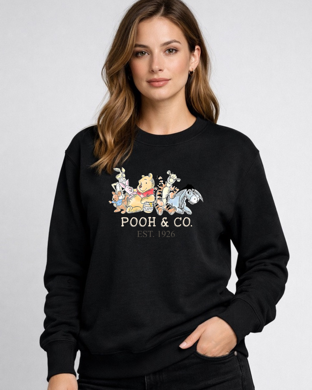 Pooh & Co Disney Sweatshirt – Cozy Graphic Crewneck, Unisex Disney Style Jumper