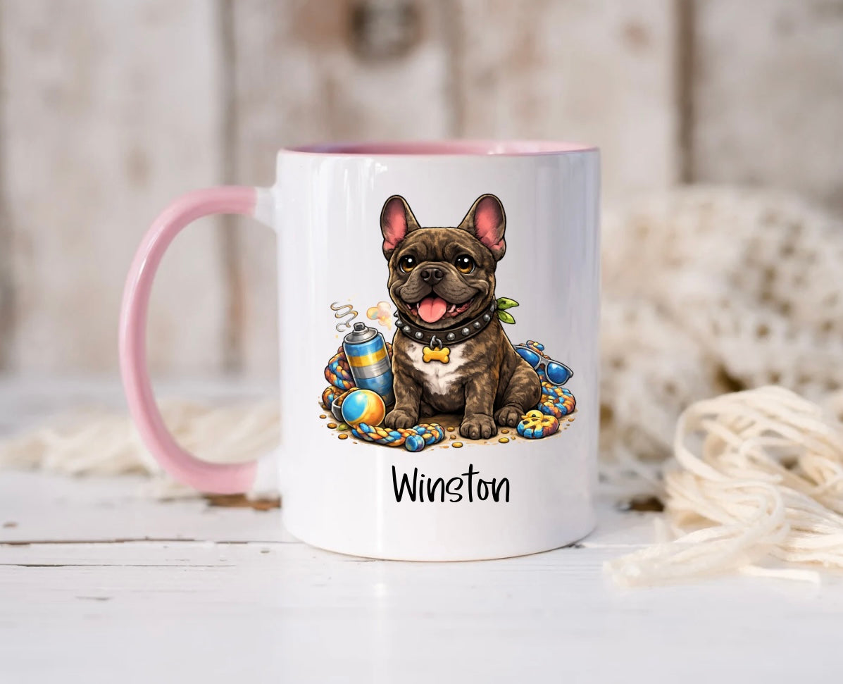 Personalised French Bulldog Mug – Custom Name Coffee Cup