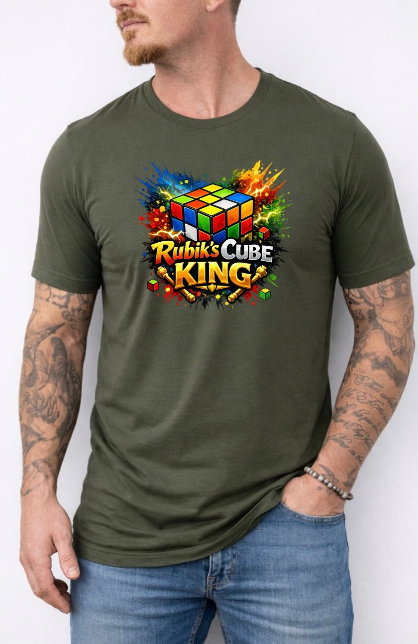 Rubik’s Cube King Graphic T-Shirt – Puzzle Lover Unisex Tee | Colorful Cube Gamer Shirt
