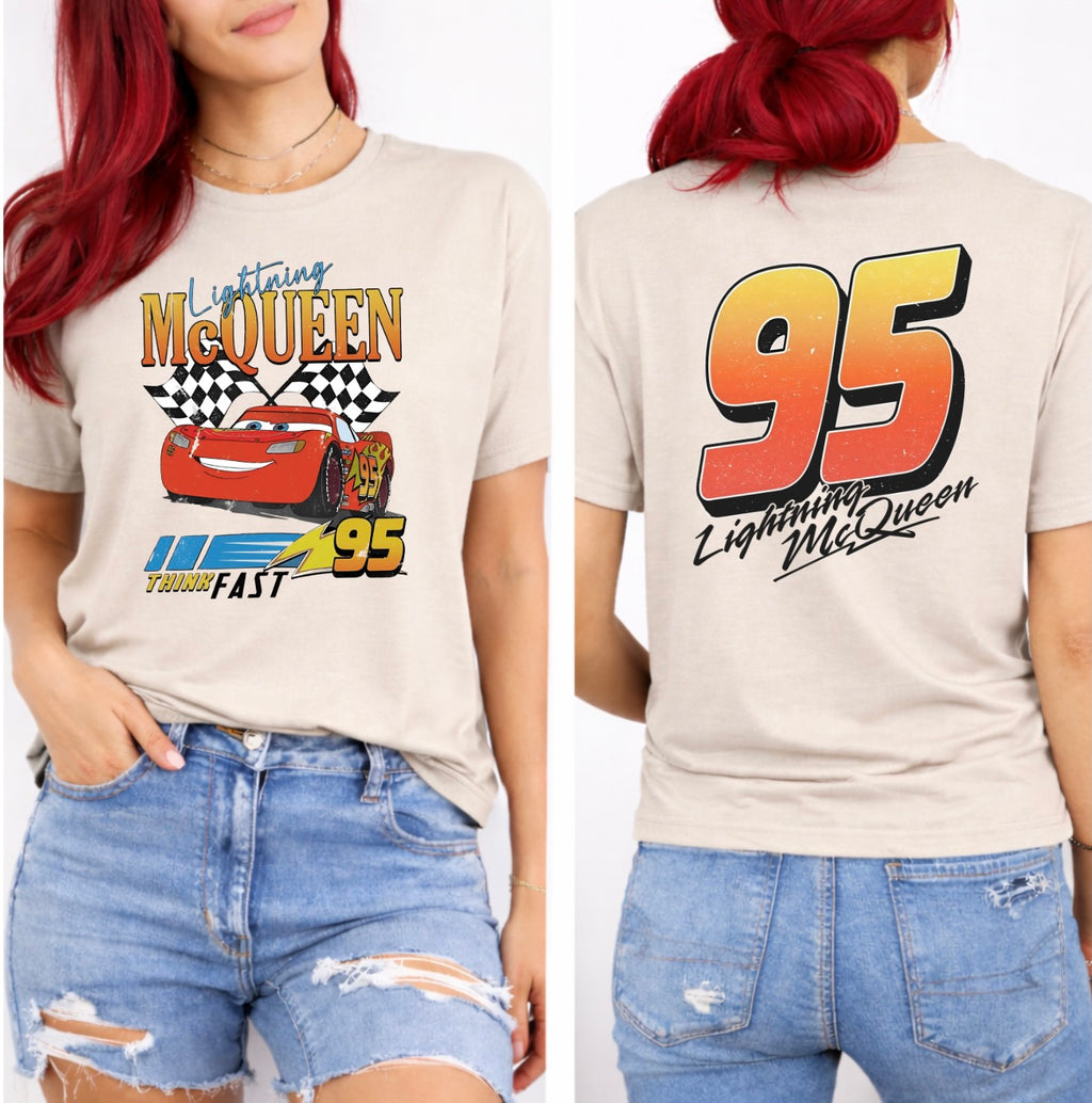 Racing Car 95 Front & Back Graphic T-Shirt – Vintage Speed Champion Tee