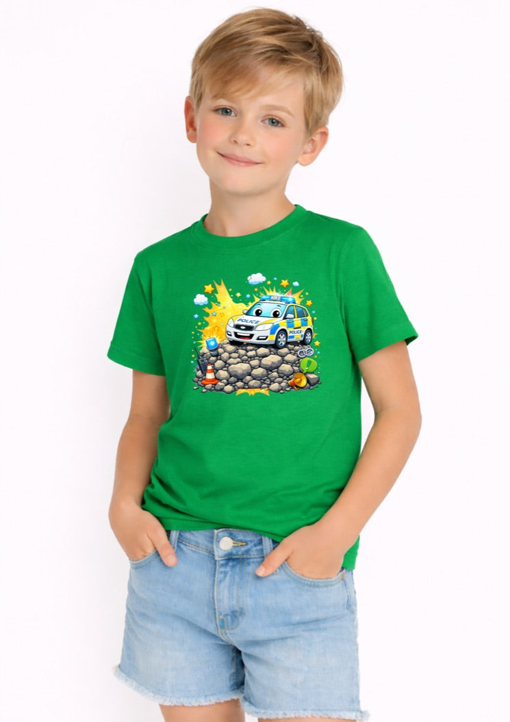 Police Car Kids T-Shirt – Cute Emergency Vehicle Graphic Tee for Boys