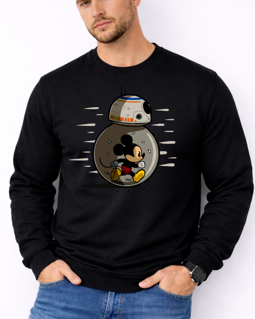 Mickey Mouse BB8 Disney Sweatshirt – Cozy Graphic Crewneck, Unisex Disney Style Jumper
