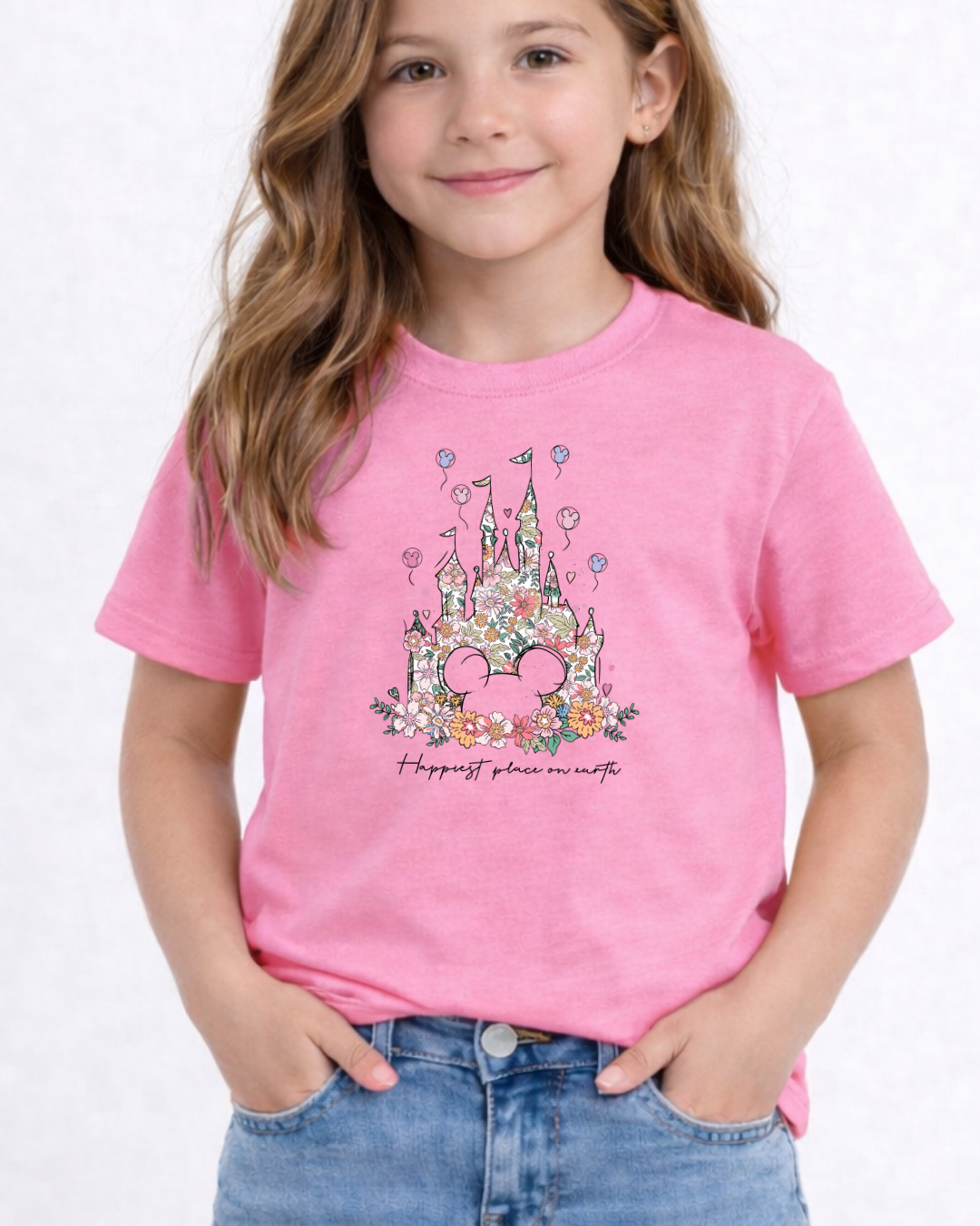 Flower Castle Happiest Place On Earth Disney Kids T-Shirt | Disney Everyday Tee | Disney Outfit