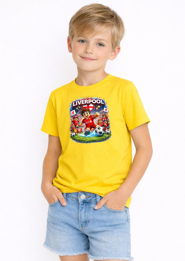 Liverpool Football Kids T-Shirt – Red Soccer Fan Graphic Tee for Boys