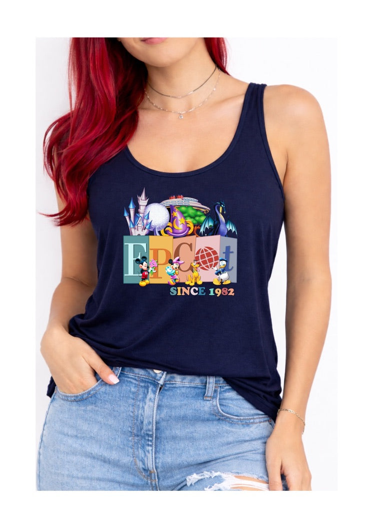 Epcot Disney Vest Top, Disney Tank Top Women, Disney World Outfit, Disney Holiday Shirt, Theme Park Outfit, Cute Disney
