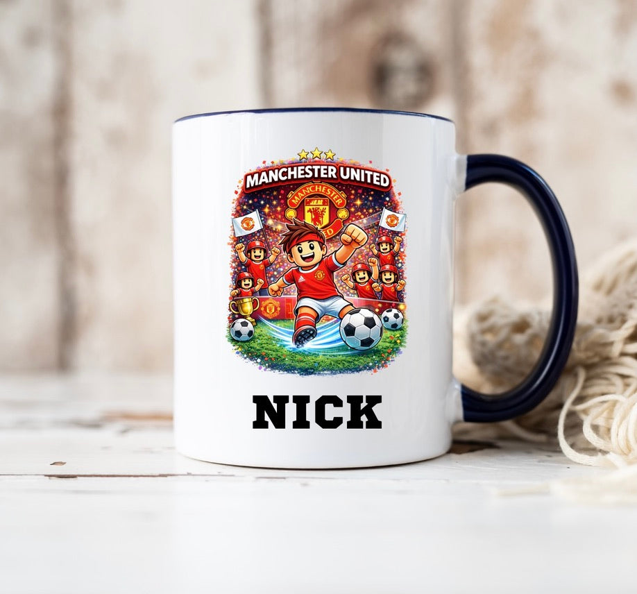 Personalised Manchester United Coffee Mug – Custom Name Ceramic Cup