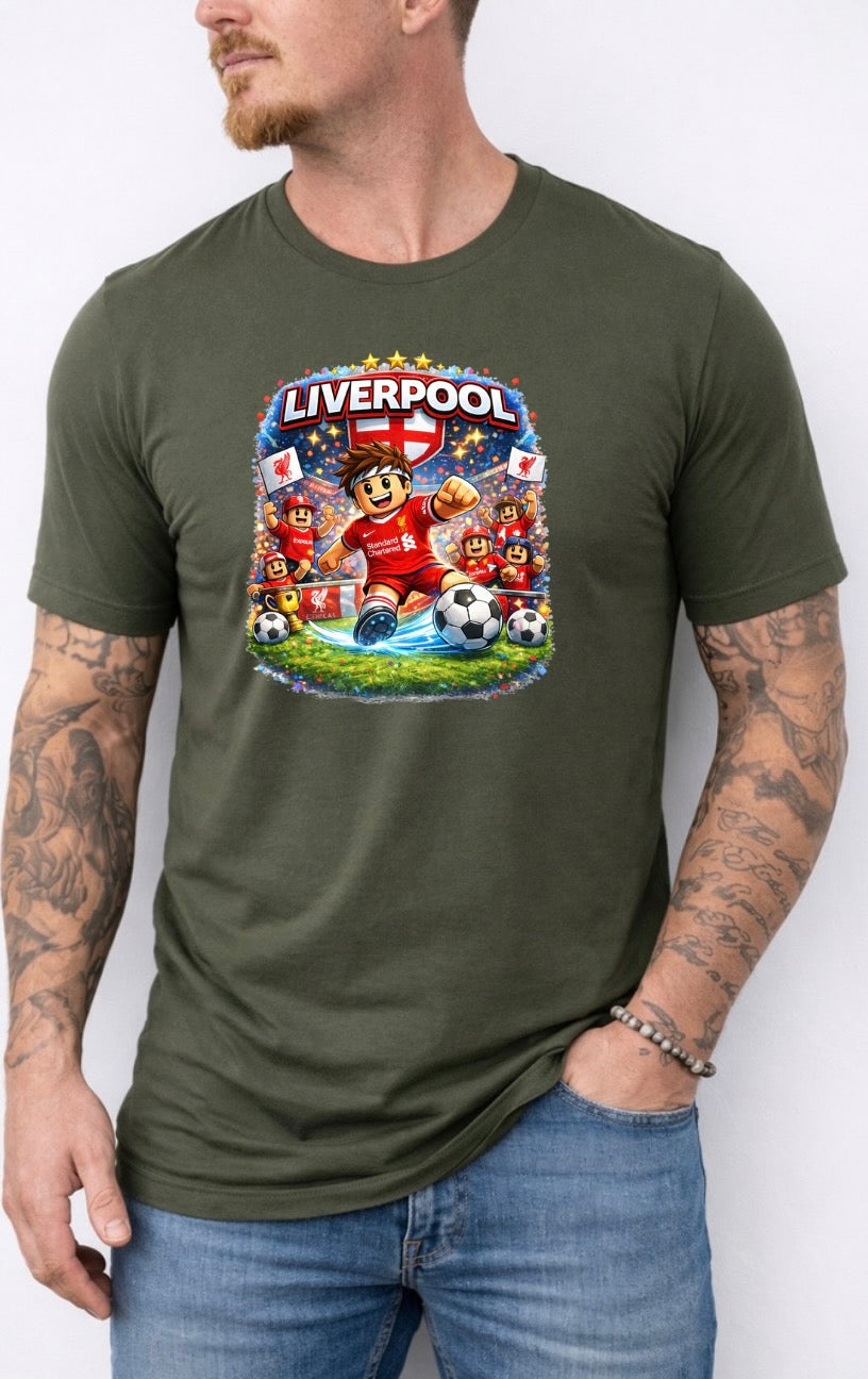 Liverpool Football Fan Graphic T-Shirt – Cartoon Soccer Supporter Unisex Tee - Match Day Shirt