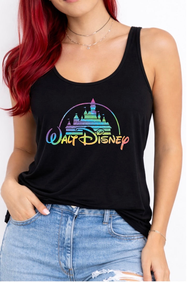 Rainbow Walt Disney Castle Disney Vest Top, Disney Tank Top Women, Disney World Outfit, Disney Holiday Shirt,