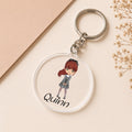 Personalised Fringe School Girl Acrylic Keyring | Custom Name Keychain | School Bag Charm | Cute Backpack Accessory | Personalised Gift for Girls