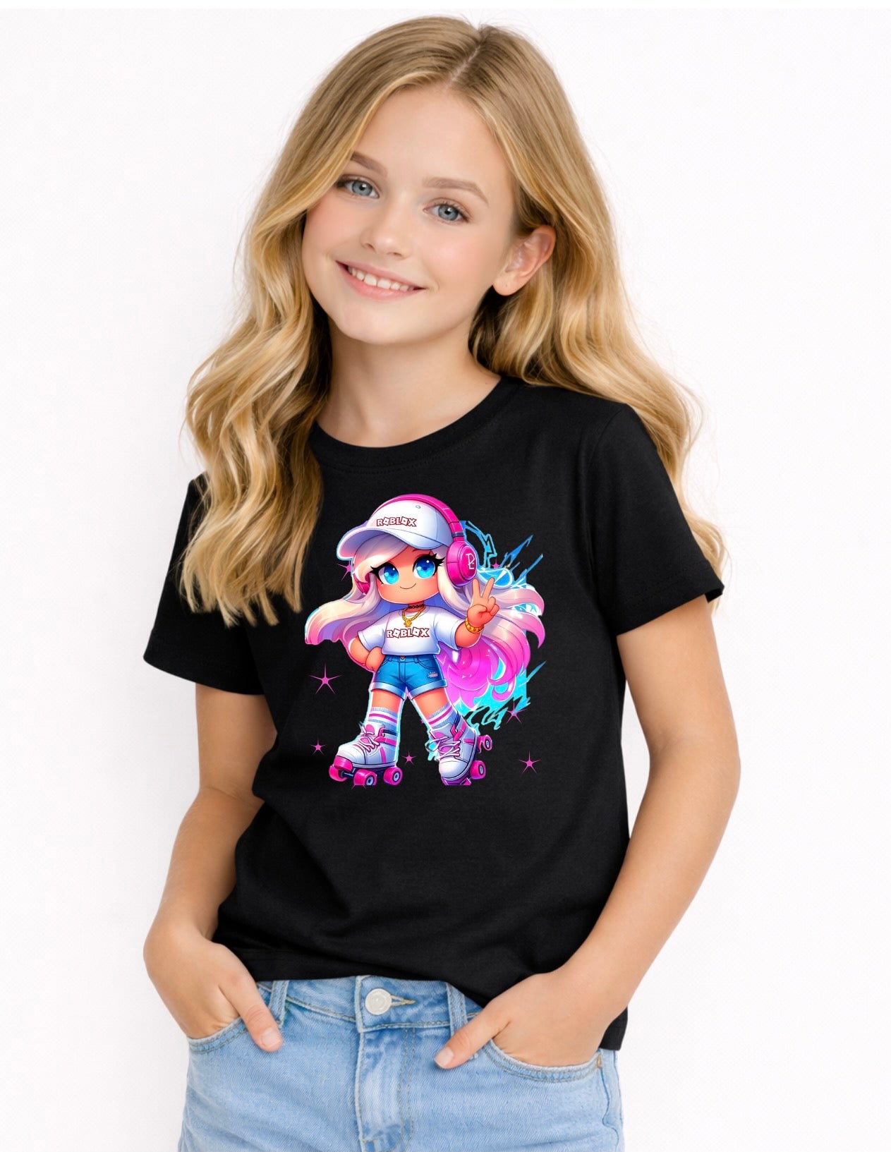 Kids Gamer Girl T-Shirt – Cute Skater Avatar Graphic Tee | Gaming Inspired Youth Shirt