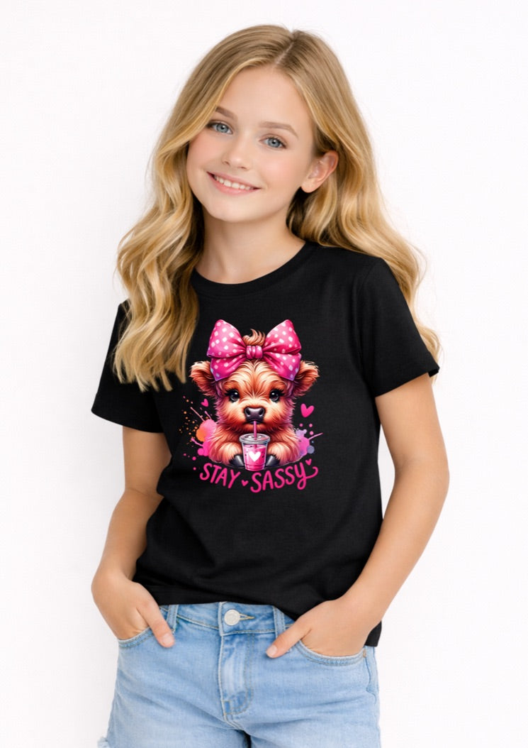Cute Highland Cow Kids T-Shirt – Adorable Highland Calf Farm Animal Graphic Tee