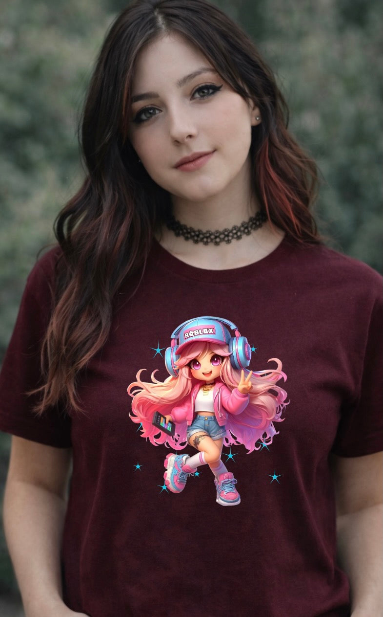 Cute Chibi Gamer Girl Graphic T-Shirt – Gaming Aesthetic Unisex Tee - Soft Cotton Everyday Shirt