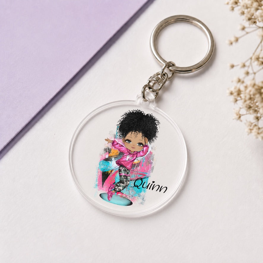 Personalised Dancing Girl Keyring | Custom Name Keyring | Bag Tag Gift