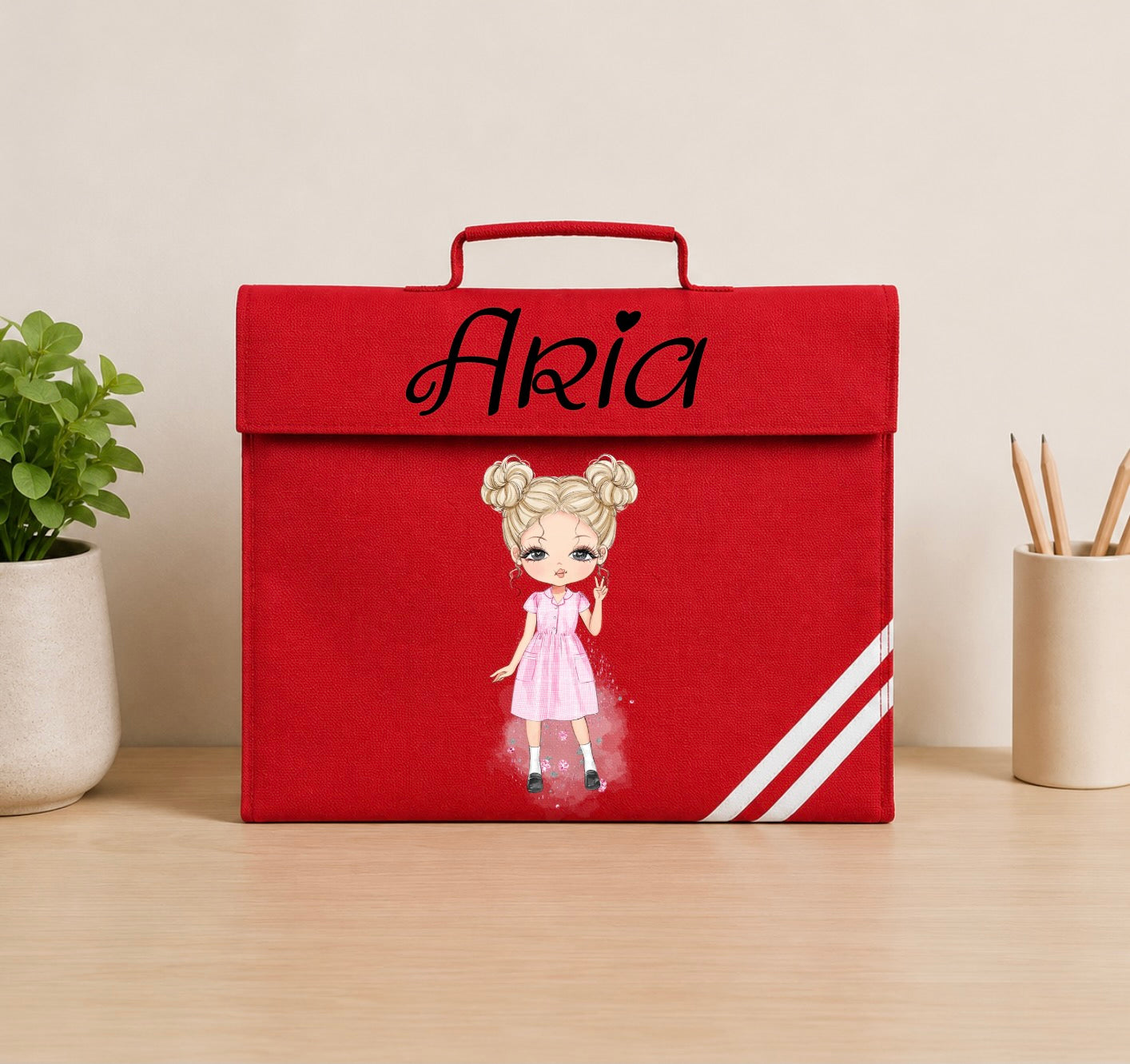 Personalised Summer Dress School Girl Book Bag – Custom Chibi Design 🎒✨