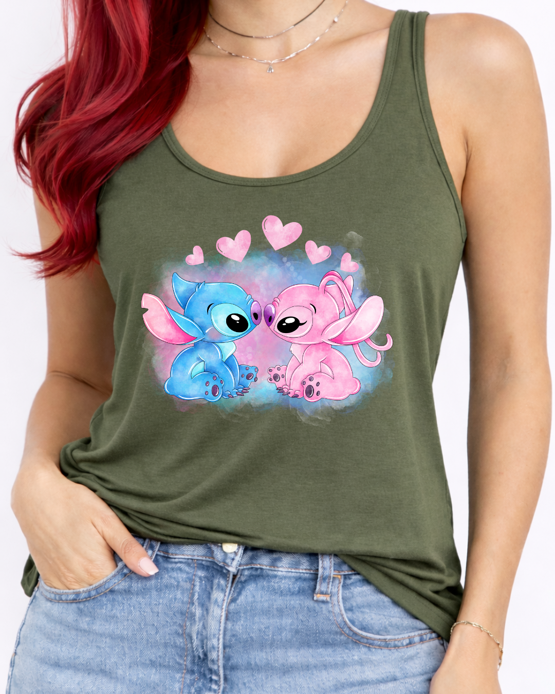 Stitch & Angel Disney Vest Top, Disney Tank Top Women, Disney World Outfit, Disney Holiday Shirt,