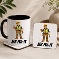 Mr Fix-It Builder Mug & Coaster Gift Set | Builder Gift | Funny Construction Mug | Tradesman Gift