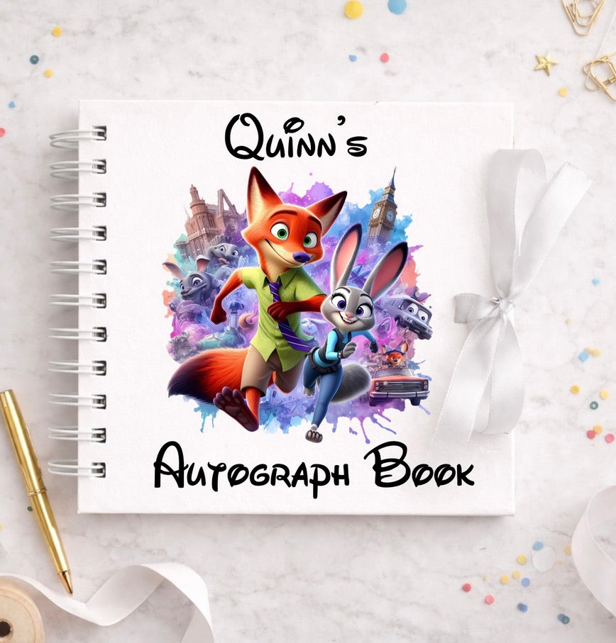 Personalised Zootopia Disney Autograph Book, Personalised Disney World Trip, Gift For Disney Trip, Disney World Autograph Book