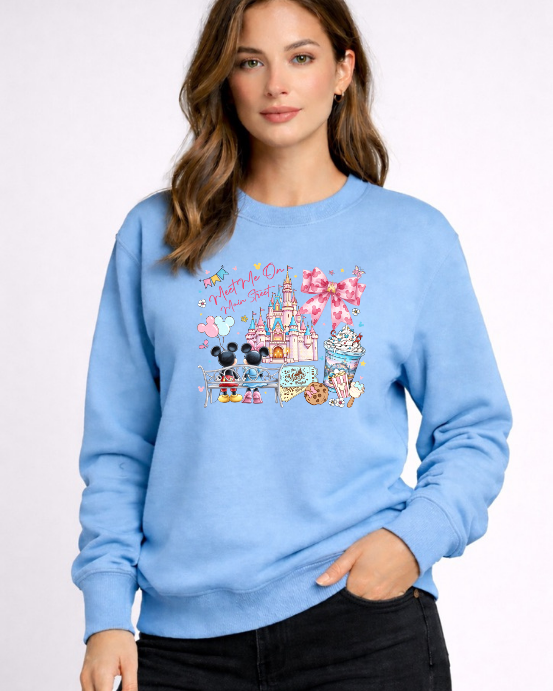 Meet Me On Main Street Disney Sweatshirt – Cozy Graphic Crewneck, Unisex Disney Style Jumper