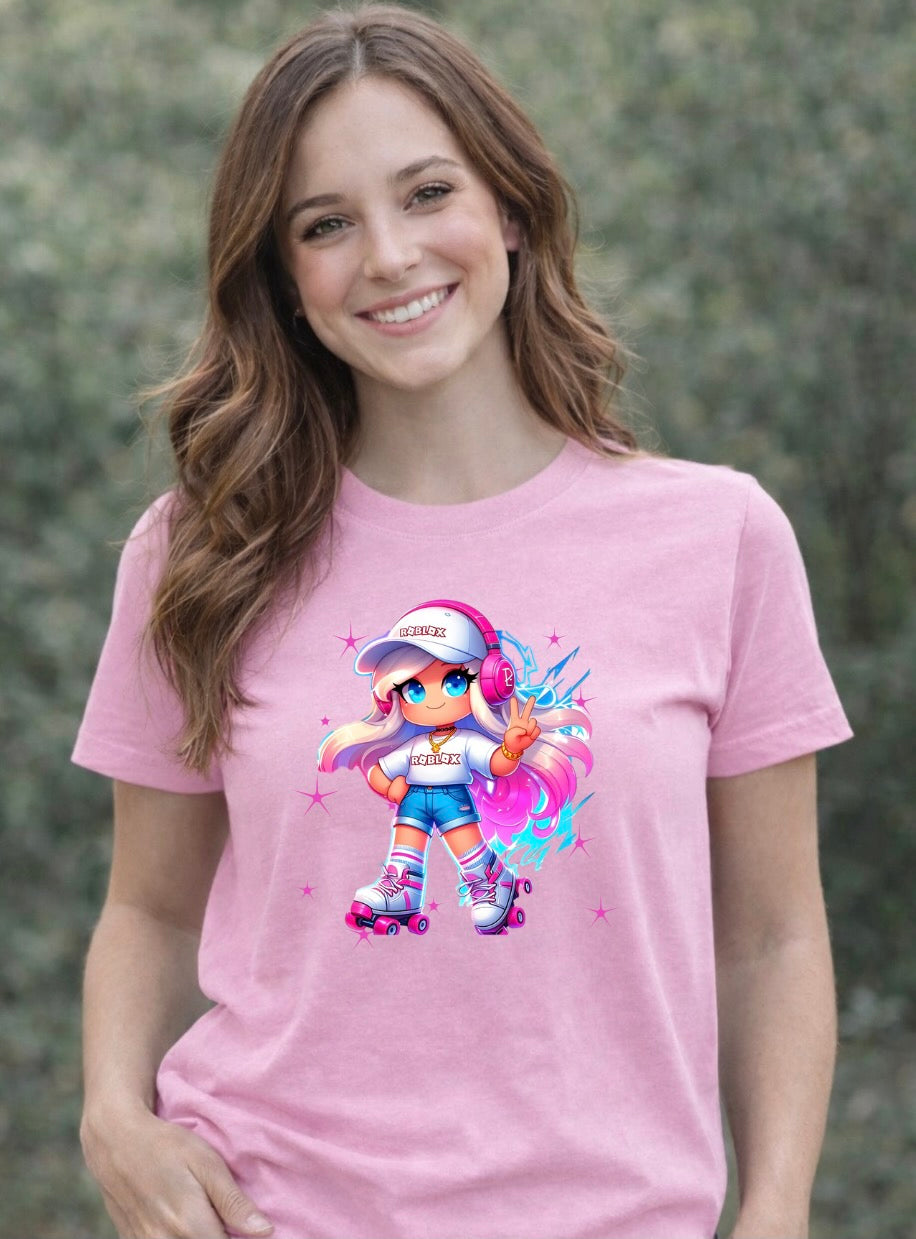 Cute Gamer Girl Graphic T-Shirt – Kawaii Chibi Gaming Tee | Colourful Anime Streetwear Shirt