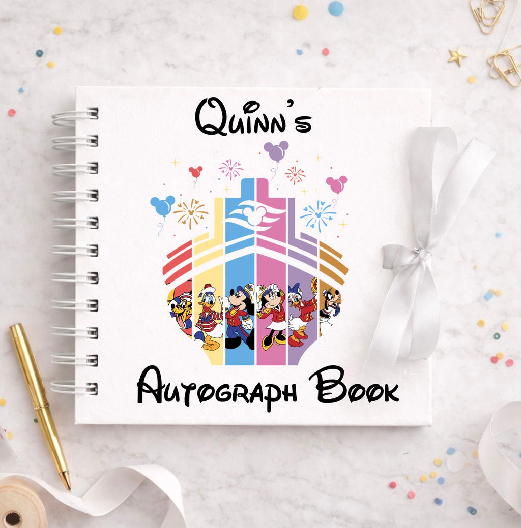 Personalised Cruise Boat Disney Autograph Book, Personalised Disney World Trip, Gift For Disney Trip, Disney World Autograph Book