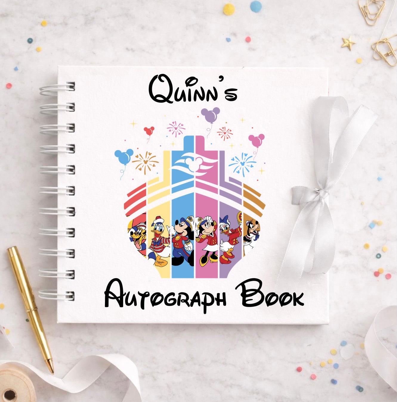 Personalised Cruise Boat Disney Autograph Book, Personalised Disney World Trip, Gift For Disney Trip, Disney World Autograph Book