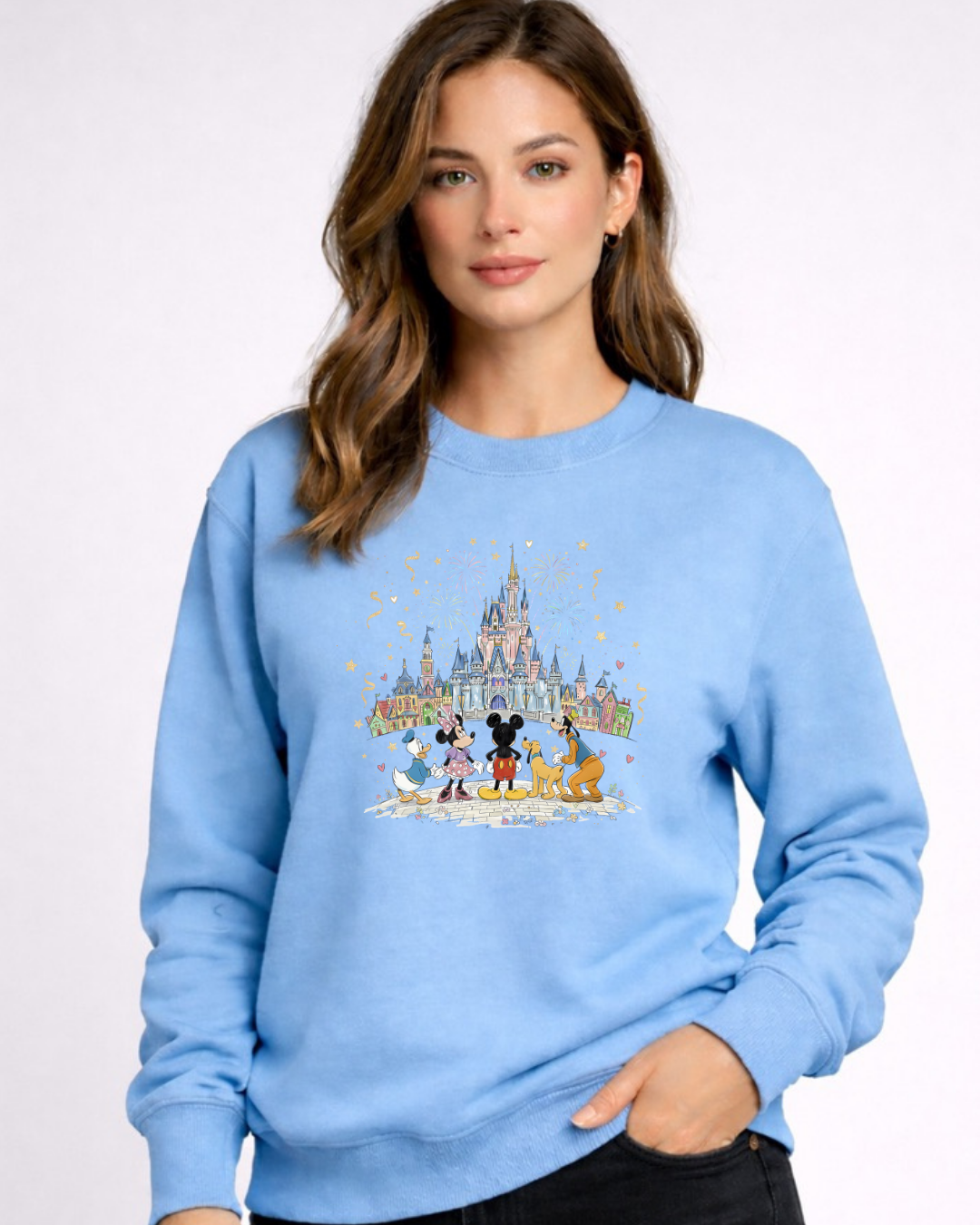 Fab 5 Castle Disney Sweatshirt – Cozy Graphic Crewneck, Unisex Disney Style Jumper