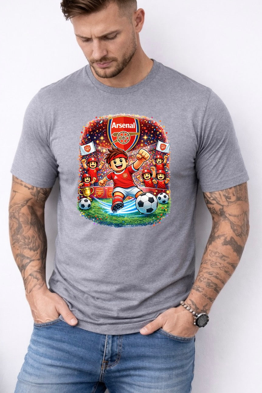 Arsenal Football Fan Graphic T-Shirt – Cartoon Soccer Supporter Unisex Tee-| Match Day Shirt