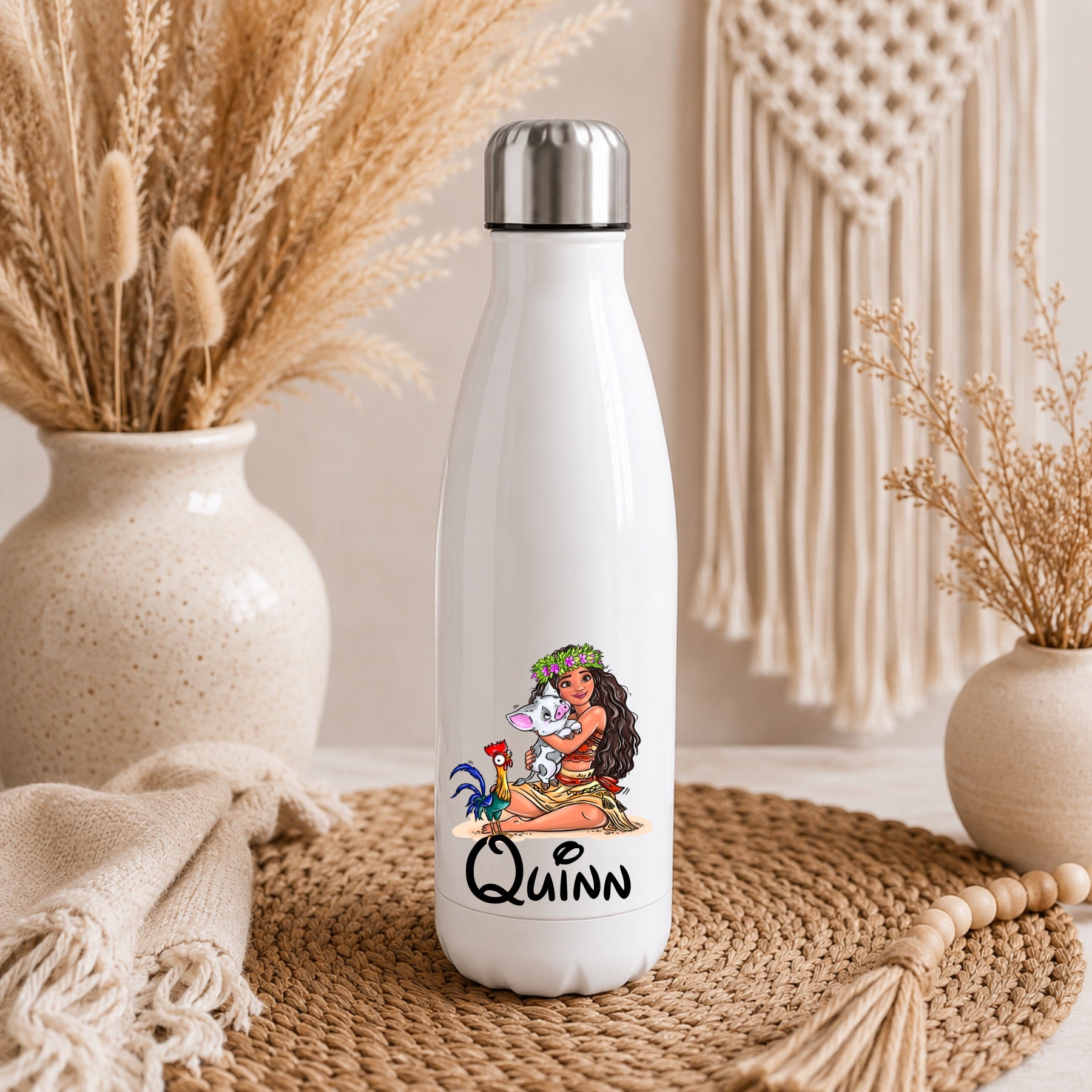 Personalised Moana Water Bottle | Custom Drinks Bottle | Name Water Bottle | Reusable Bottle | School Water Bottle | Gym Bottle | Gift for Kids & Adults