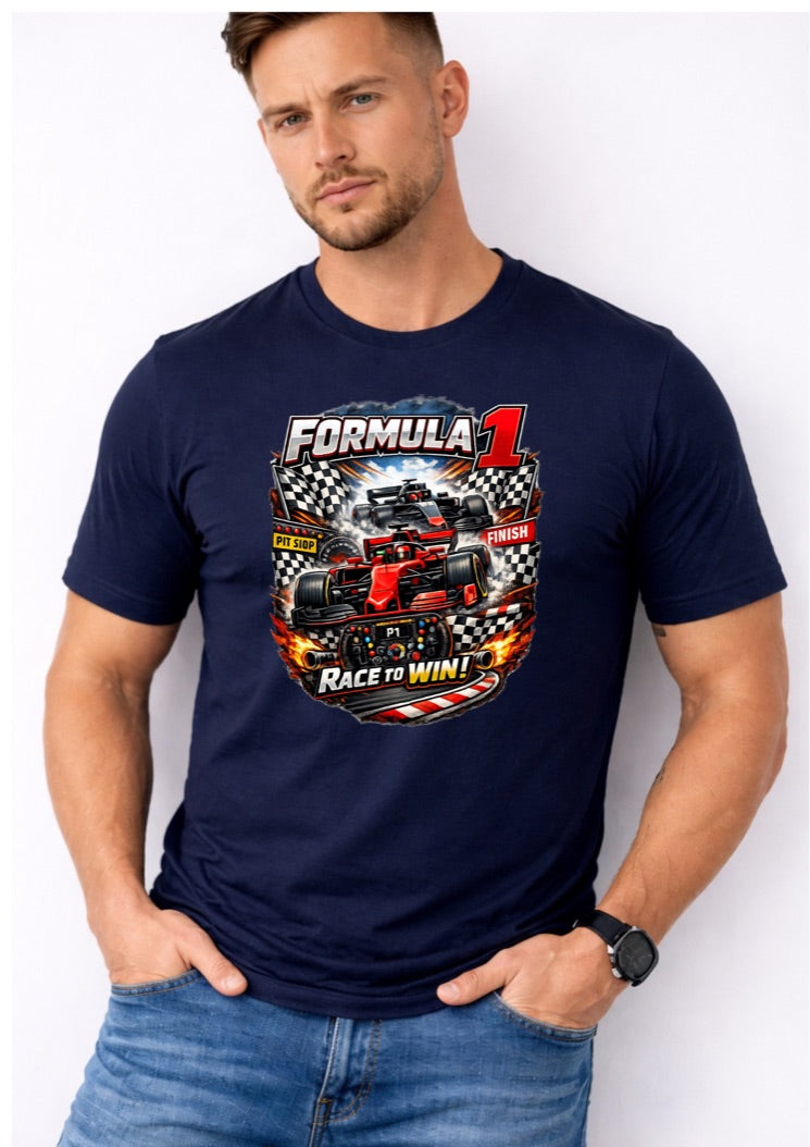 Formula Racing Graphic T-Shirt – Race to Win Motorsport Tee – Fast Car Fan Shir