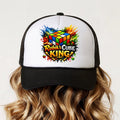 Kids Rubik's Cube King Trucker Cap | Puzzle Lover Snapback Hat | Colourful Mesh Baseball Cap for Boys & Girls
