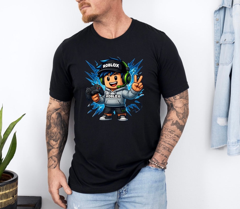 Chibi Gamer Boy Graphic T-Shirt – Cute Gaming Controller Unisex Tee - Soft Cotton Everyday Shirt