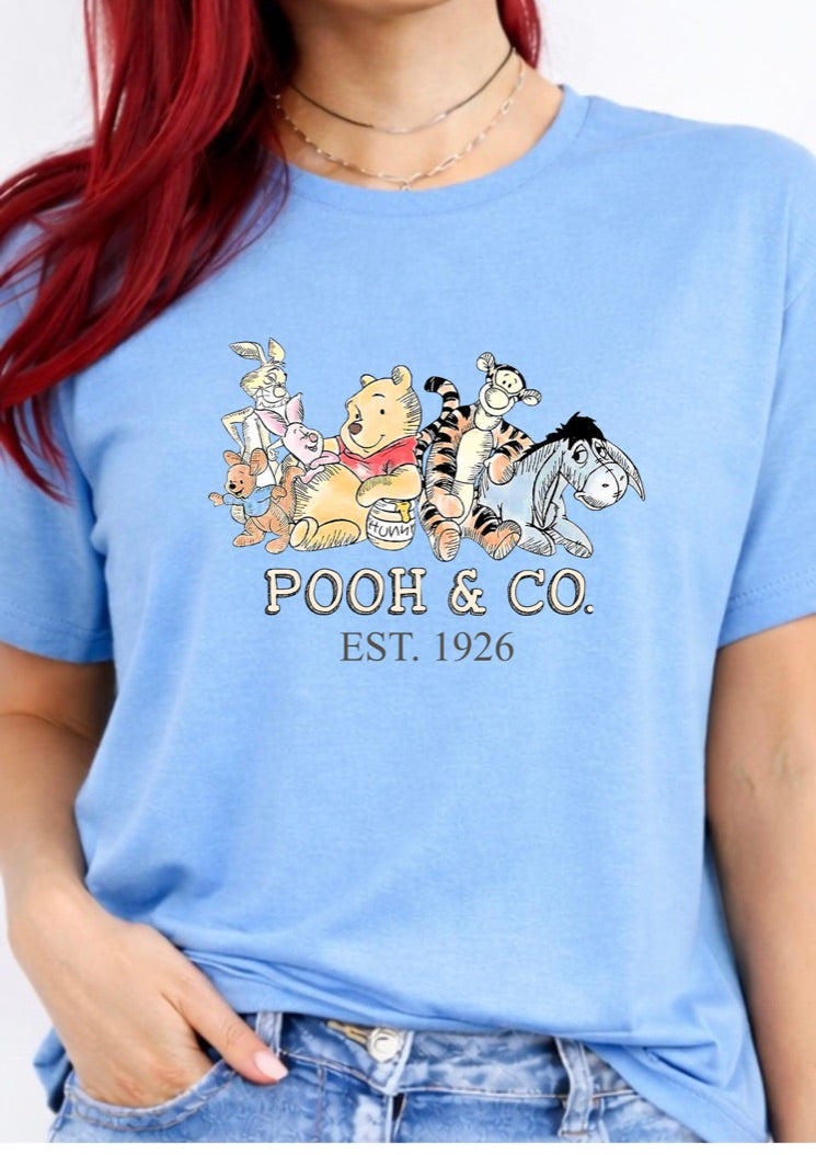Pooh & Co. Est. 1926 Vintage Cartoon Bear Graphic T-Shirt – Classic Friends Tee