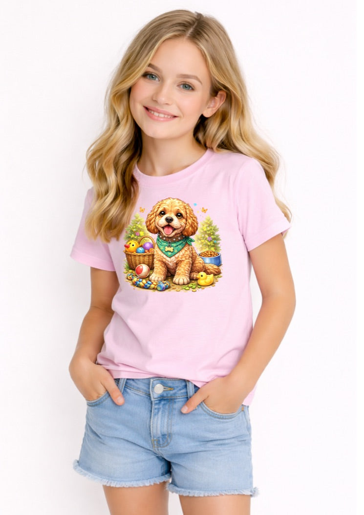 Cute Cockapoo Puppy Kids T-Shirt – Adorable Dog Lover Graphic Tee for Girls