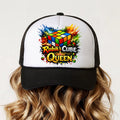 Kids Rubik's Cube Queen Trucker Cap | Puzzle Lover Snapback Hat | Colourful Mesh Baseball Cap for Girls
