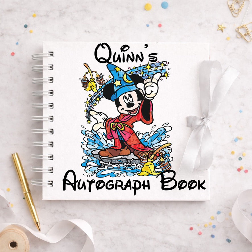 Personalised Fantasia Mickey Disney Autograph Book, Personalised Disney World Trip, Gift For Disney Trip, Disney World Autograph Book